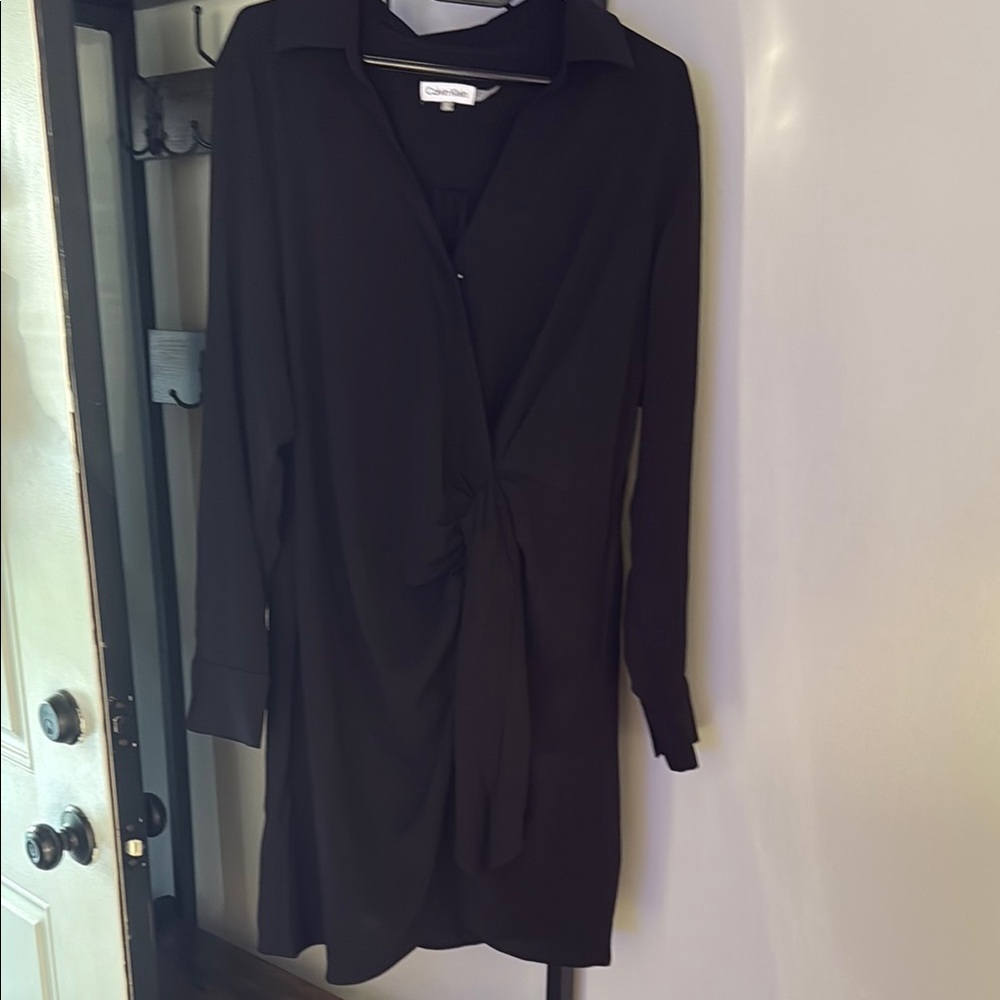 Calvin Klein Black Long Sleeve Cuffed Shirt Dress